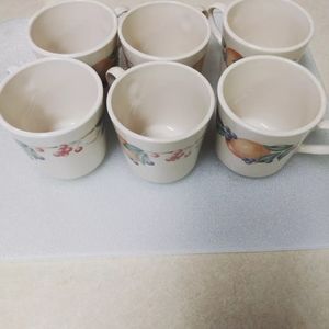 Vintage 6 piece set Corelle Abundance flat cups